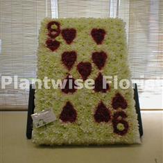 Playing Card Large Size On A Stand Made In Flowers For Funeral
