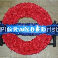 London Underground Sign Made In Flowers For A Funeral