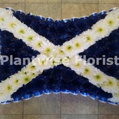 Scottish Flag On A Pillow Made In Flowers For A Funeral