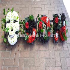 Skull With Son Floral Letters Gothic Design for a Funeral