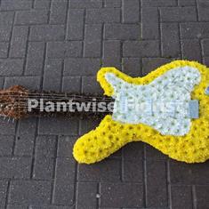 Stratocaster Guitar Funeral Flower Wreath in Yellow