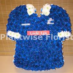 Millwall FC Football Shirt Made In Flowers For A Funeral