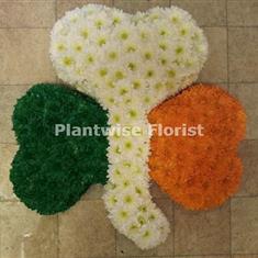 Shamrock Funeral Flower Wreath in Irish Colours Orange, White &amp; Green