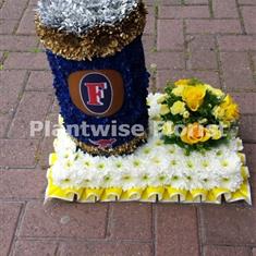 Fosters Beer Can 3D Wreath with Flower Cluster 