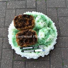 Pie and Mash Wreath Made In Flowers For A Funeral