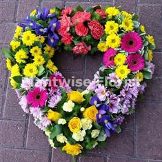 Loose Open Heart Wreath In Rainbow Colours