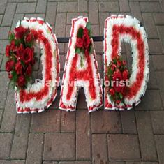 1 DAD Wreath with Stripe and Full Clusters Funeral Letters 