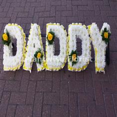 11 DADDY Funeral Flower Letters Wreath with Single Flower
