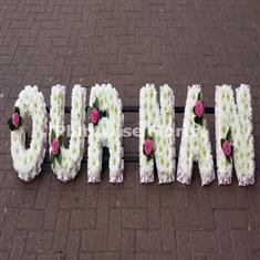 3 OUR NAN Letters In Flowers For Funeral with Single Flower
