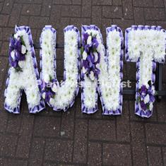 7 AUNT Funeral Floral Letters Wreath with Clusters