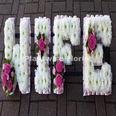8c WIFE Funeral Floral Letter Wreath with Clusters