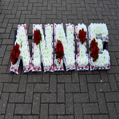 9b  Any Name Made In Flowers for a Funeral with Clusters