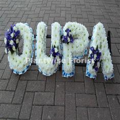 9i OUPA Funeral Flower Letter Wreath with Clusters