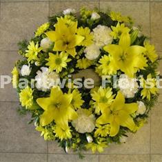 Lily and Carnation Loose Wreath For A Funeral