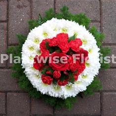 Based Posy Pad With Foliage Edge Funeral Wreath