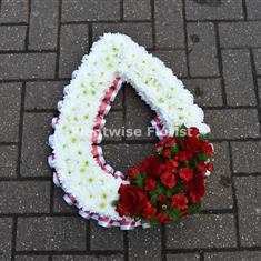 Based Teardrop Funeral Flowers Wreath