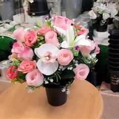 Silk Flower Arrangement for Cemetery Pot - All colours available