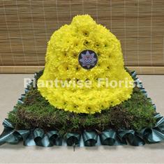 Firemans Helmet Funeral Flowers Wreath