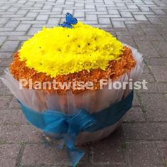 Giant Yellow Cupcake Wreath Made In Flowers