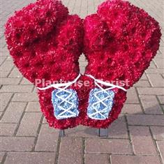 3D Boxing Gloves Wreath In Claret and Blue Colours