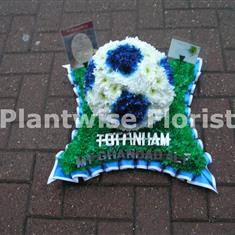 Football Wreath Made In Flowers - Blue &amp; White