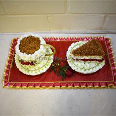 A Cup of Tea and a Slice of Cake Funeral Wreath Made In Flowers