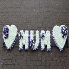 2 Heart MUM Heart Funeral Wreath (Two Hearts)