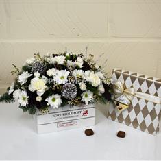 North Pole White Basket With Chocolates