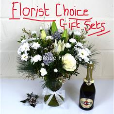 - Christmas Florist Choice Vase of Flowers With Prosecco Gift Set