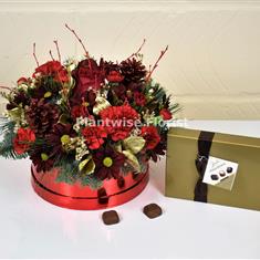 Red Christmas Hat Box With Chocolates