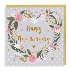 Anniversary Greetings Card - Floral Design