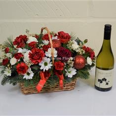 Jingle Bells Basket with Wine