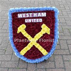 West Ham Football Badge Funeral Flower Wreath - Design 1 with Hammers