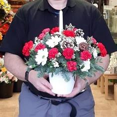 - Christmas - Florist Choice Christmas Table Arrangement with Candle
