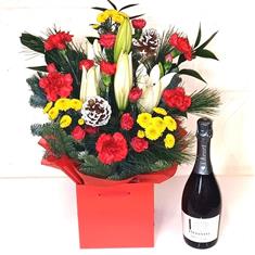 Christmas Flower Gift Box with Prosecco