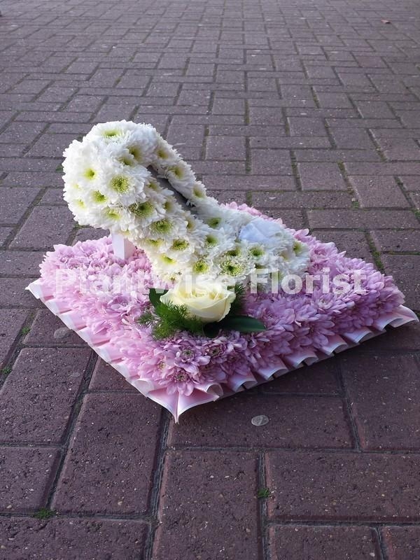 Essex Girls White Stiletto Shoe Wreath Made In Flowers