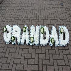 GRANDAD Floral Letter Wreath with Single Flower - Funeral Flowers