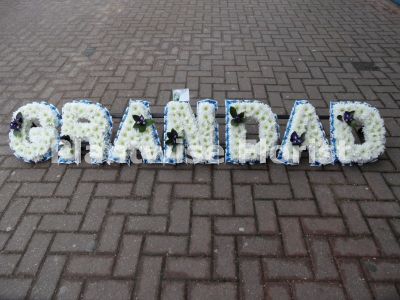 GRANDAD Floral Letter Wreath with Single Flower - Funeral Flowers