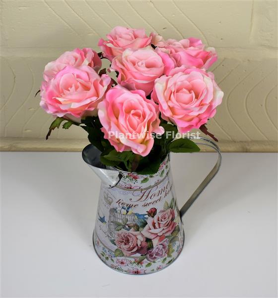 Pink Forever Roses In Jug with Prosecco by Plantwise Florist Canvey